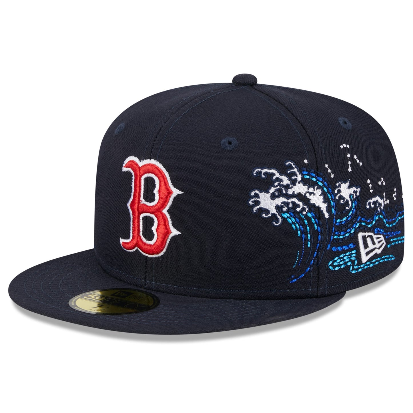 Boston Red Sox New Era Navy Tonal Wave 59FIFTY Fitted Hat
