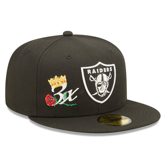 Las Vegas Raiders Crown 3x Super Bowl Champions 59FIFTY Fitted Hat