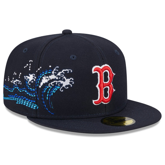 Boston Red Sox New Era Navy Tonal Wave 59FIFTY Fitted Hat